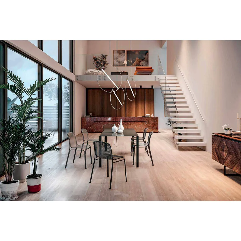 Silla apilable de metal para exterior Made in Italy, 4 piezas - Prunella Viadurini