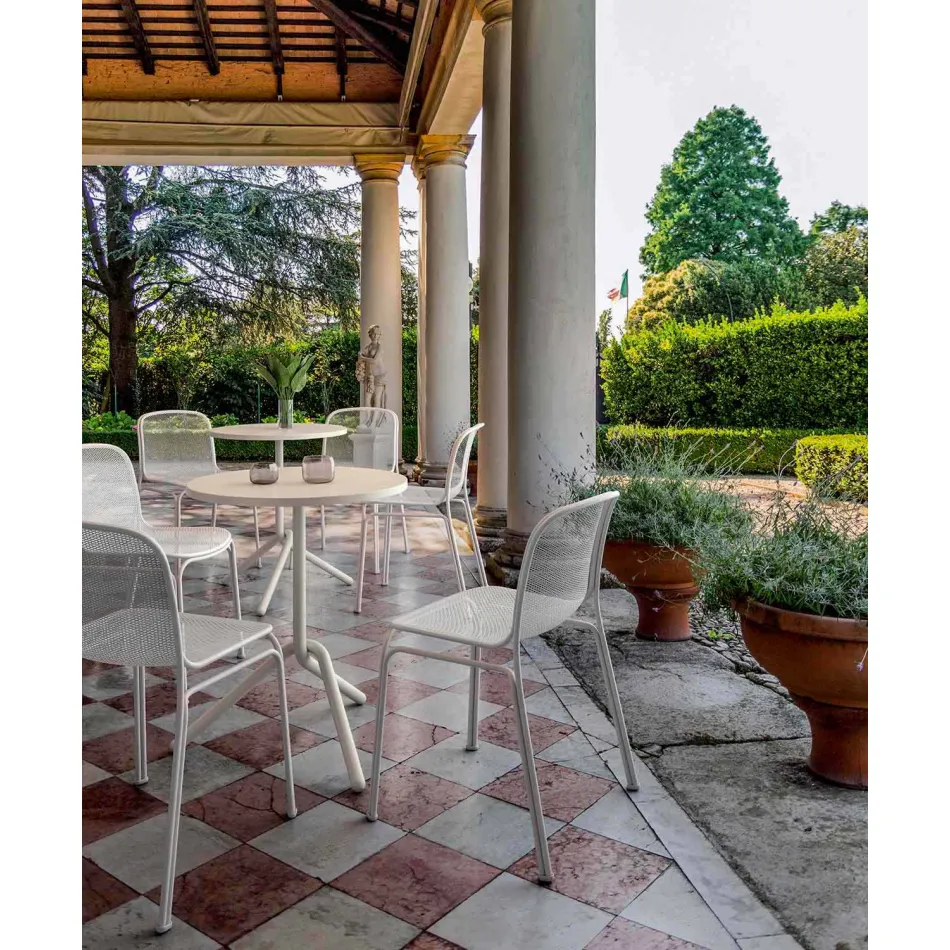 Silla apilable de metal para exterior Made in Italy, 4 piezas - Prunella Viadurini