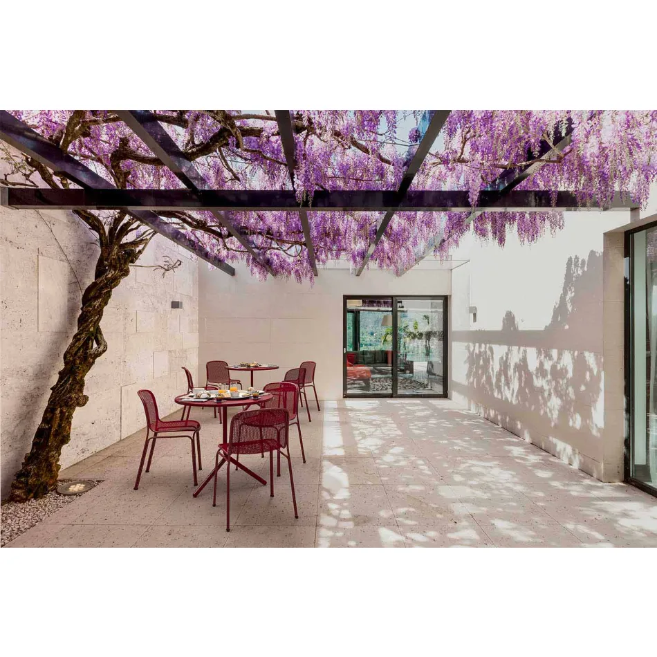 Silla apilable de metal para exterior Made in Italy, 4 piezas - Prunella Viadurini