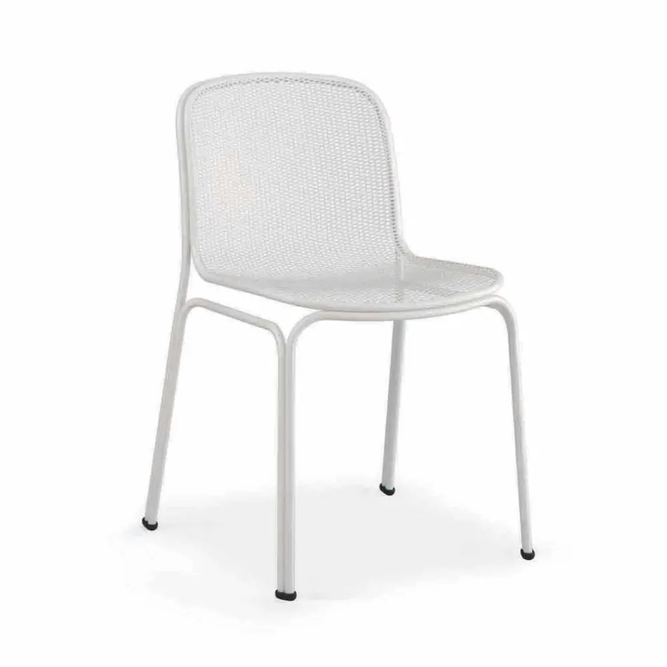 Silla apilable de metal para exterior Made in Italy, 4 piezas - Prunella Viadurini