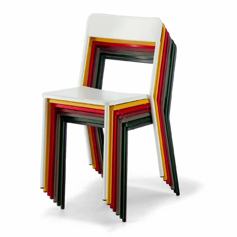 Silla apilable de metal para exterior Made in Italy, 4 piezas - Xylia Viadurini