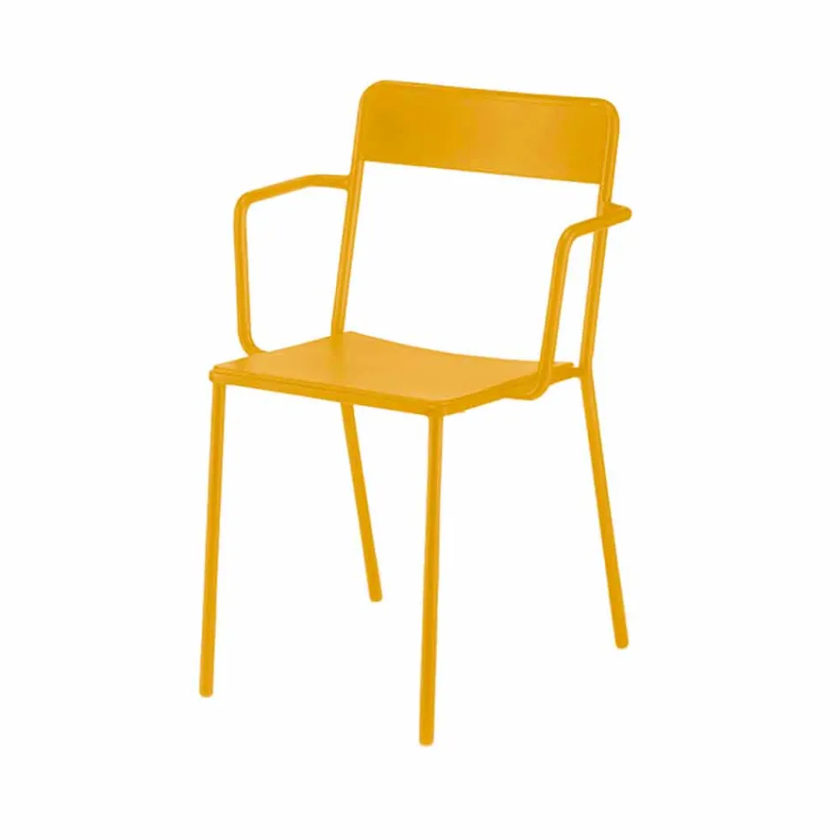 Silla apilable de metal para exterior Made in Italy, 4 piezas - Xylia Viadurini