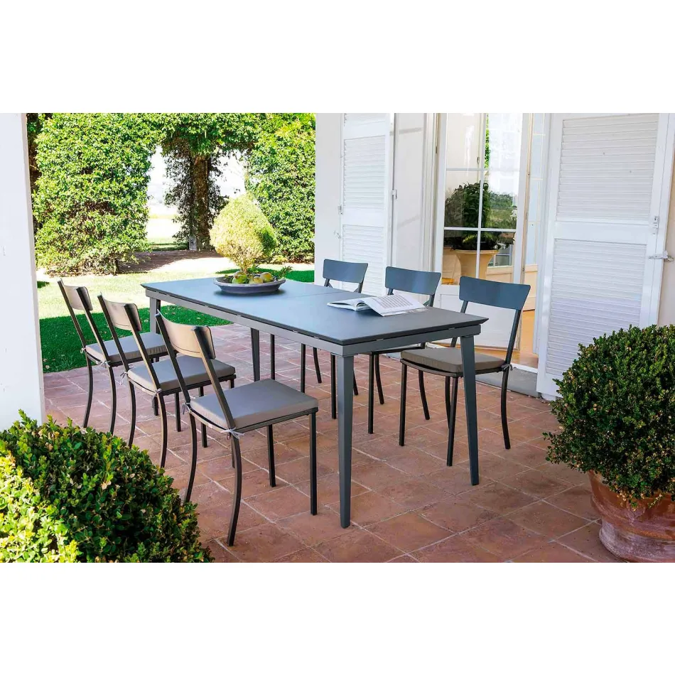 Silla apilable de exterior en metal pintado Made in Italy, 4 piezas - Tul Viadurini