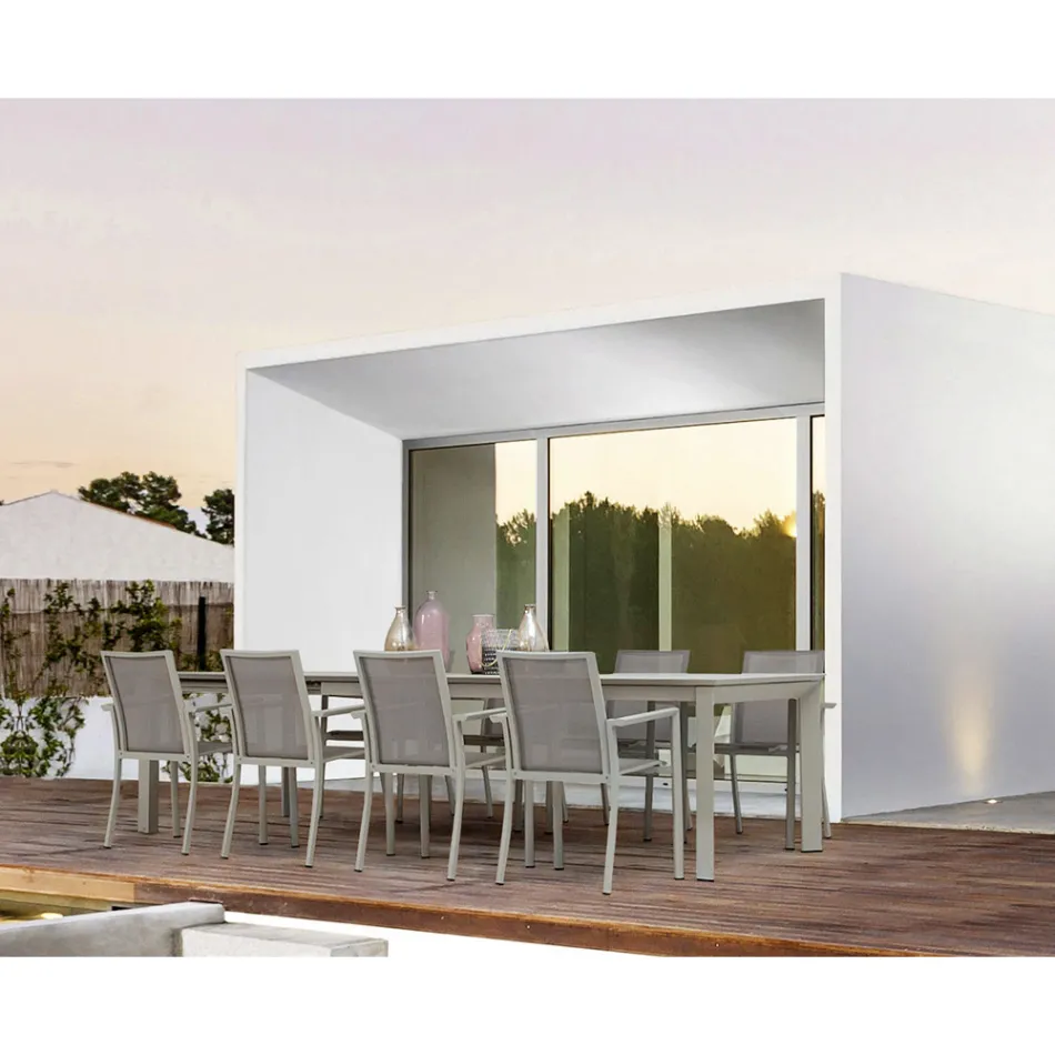 Silla de exterior en aluminio con reposabrazos de Homemotion - Casper Design Viadurini