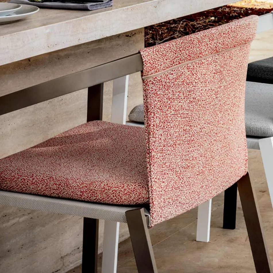 Silla de exterior de aluminio con o sin cojín, alta calidad, 4 piezas - Filomena Viadurini