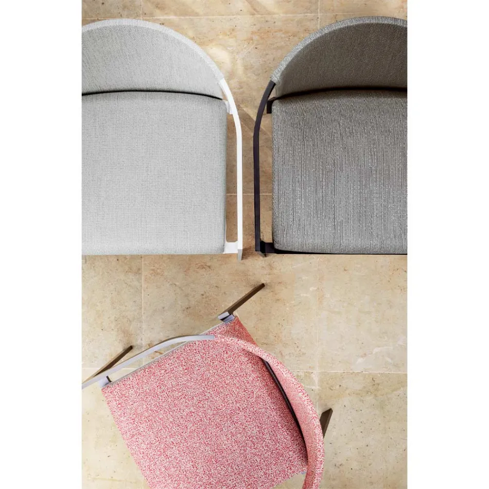 Silla de exterior de aluminio con o sin cojín, alta calidad, 4 piezas - Filomena Viadurini