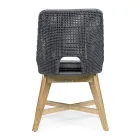 Silla de exterior en cuerda y tela con base de teca, Homemotion 2 piezas - Lesya Viadurini