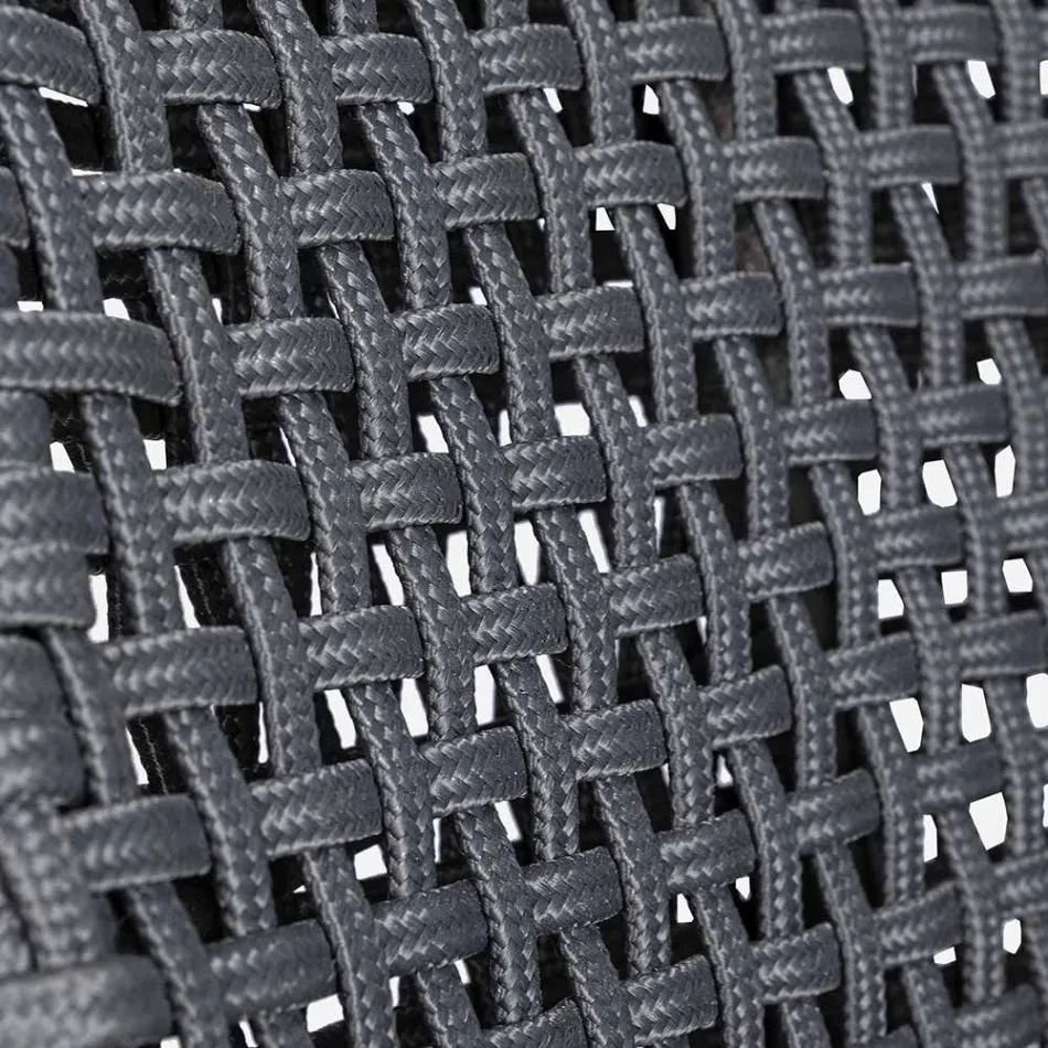 Silla de exterior en cuerda y tela con base de teca, Homemotion 2 piezas - Lesya Viadurini