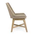 Silla de exterior en cuerda y tela con base de teca, Homemotion 2 piezas - Lesya Viadurini