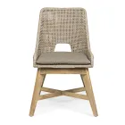 Silla de exterior en cuerda y tela con base de teca, Homemotion 2 piezas - Lesya Viadurini