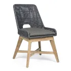 Silla de exterior en cuerda y tela con base de teca, Homemotion 2 piezas - Lesya Viadurini