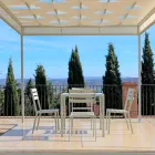 Silla de exterior en hierro pintado blanco perla Made in Italy 4 piezas - Bernie Viadurini