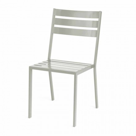 Silla de exterior en hierro pintado blanco perla Made in Italy 4 piezas - Bernie Viadurini