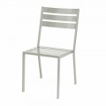 Silla de exterior en hierro pintado blanco perla Made in Italy 4 piezas - Bernie
