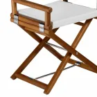 Silla para exteriores en madera natural o tela negra con diseño resellable - Suzana Viadurini