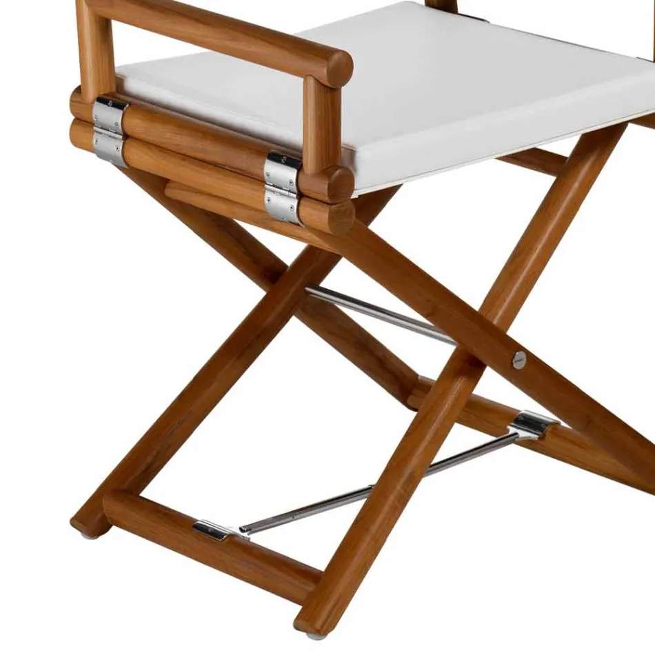 Silla para exteriores en madera natural o tela negra con diseño resellable - Suzana Viadurini