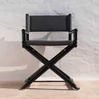 Silla para exteriores en madera natural o tela negra con diseño resellable - Suzana Viadurini