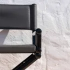 Silla para exteriores en madera natural o tela negra con diseño resellable - Suzana Viadurini