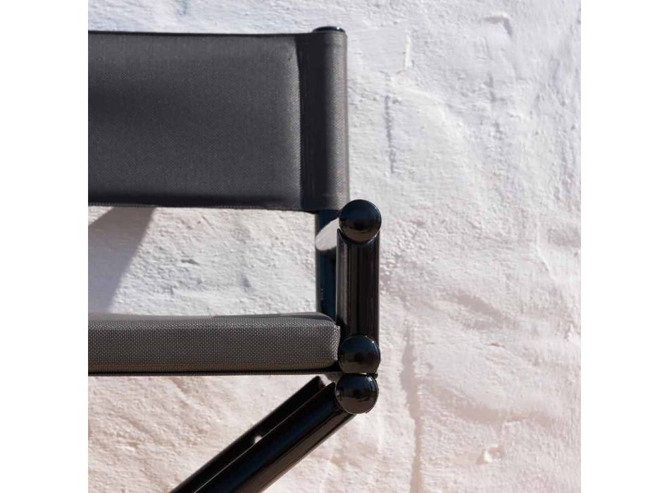 Silla para exteriores en madera natural o tela negra con diseño resellable - Suzana Viadurini