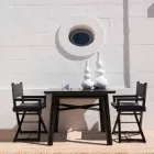 Silla para exteriores en madera natural o tela negra con diseño resellable - Suzana Viadurini