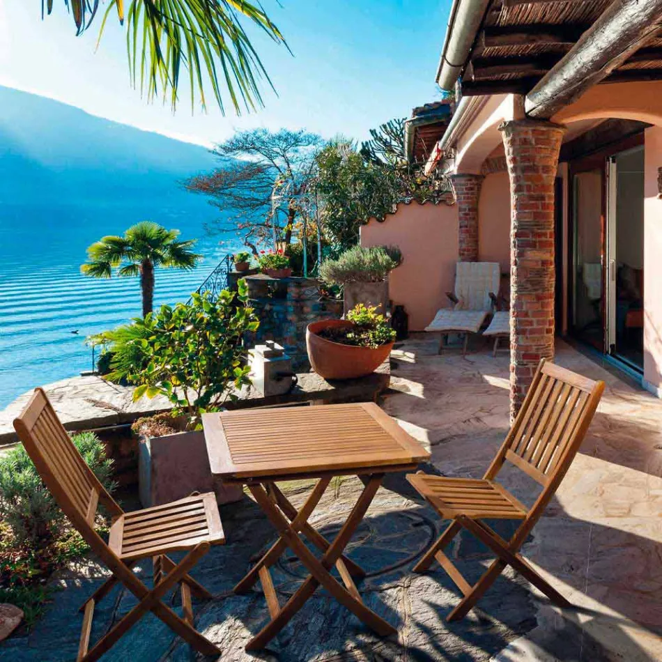 Silla plegable para exteriores en madera de acacia, 2 piezas - Grima Viadurini