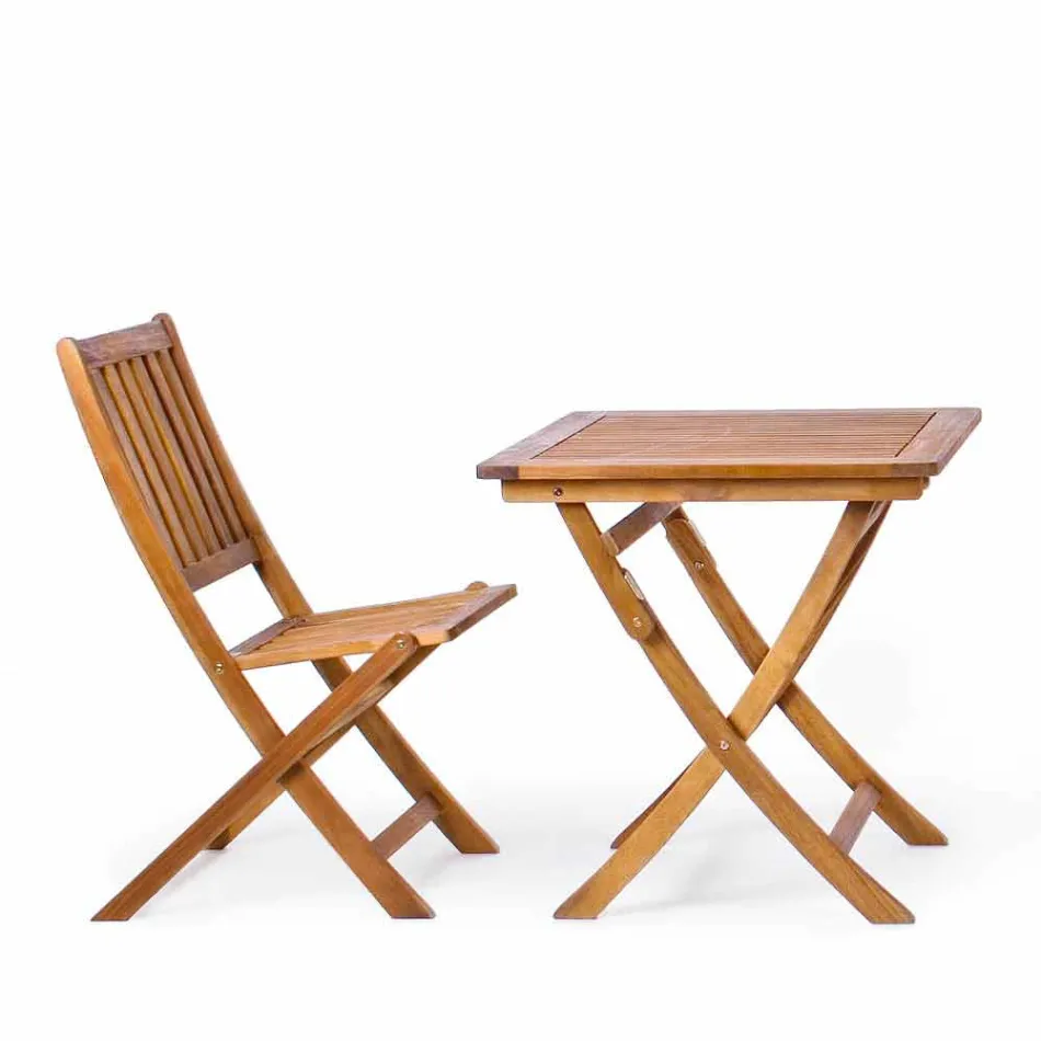 Silla plegable para exteriores en madera de acacia, 2 piezas - Grima Viadurini
