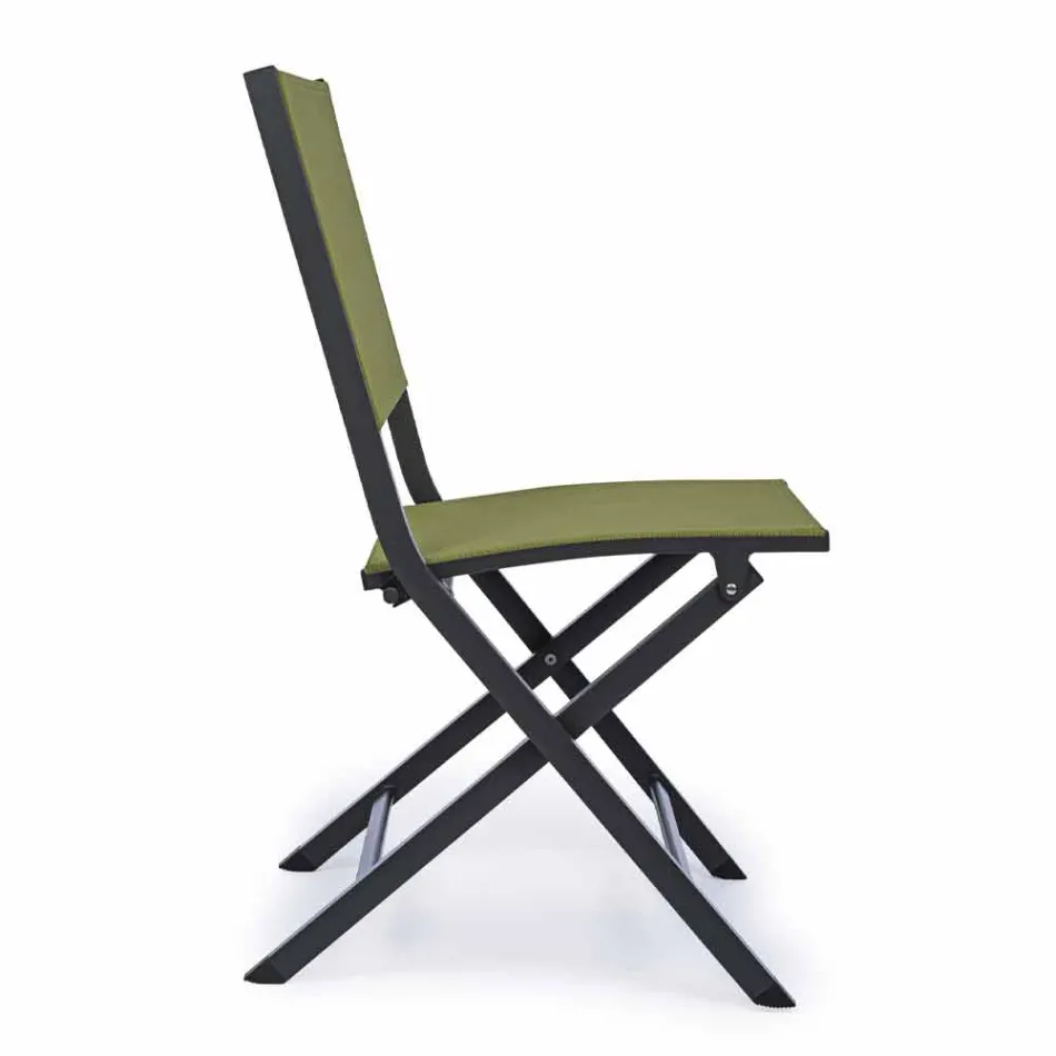 Silla plegable para exteriores en Textilene y Aluminio, 4 Piezas - Holly Viadurini