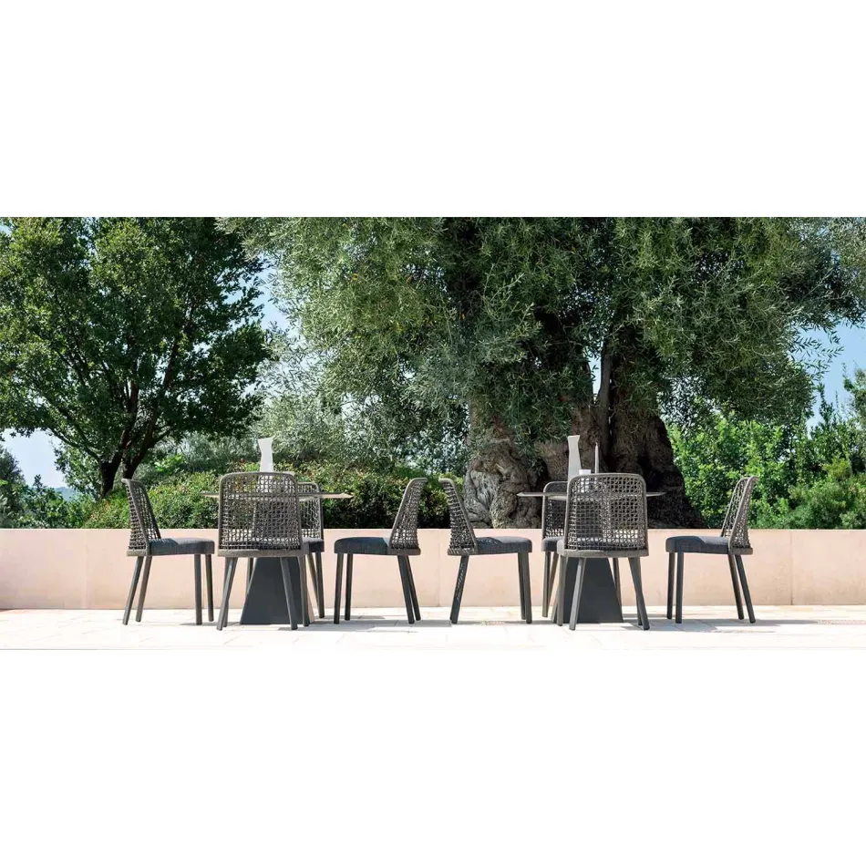 Silla de exterior Varaschin Emma en tejido y diseño de aluminio. Viadurini