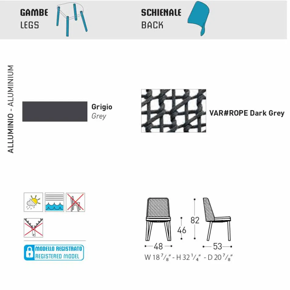 Silla de exterior Varaschin Emma en tejido y diseño de aluminio. Viadurini