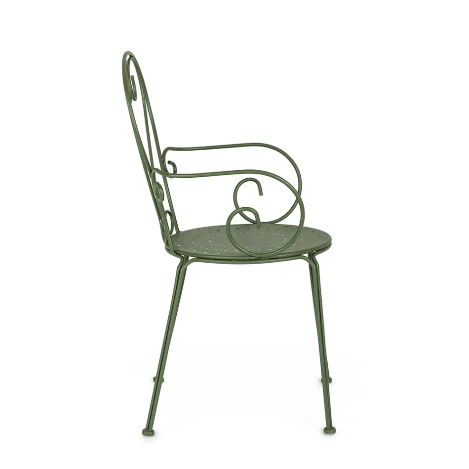 Silla de Jardín con Reposabrazos Diseño Shabby Chic en Acero - Enchantment Viadurini