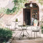 Silla de Jardín con Reposabrazos Diseño Shabby Chic en Acero - Enchantment Viadurini