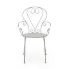 Silla de Jardín con Reposabrazos Diseño Shabby Chic en Acero - Enchantment Viadurini