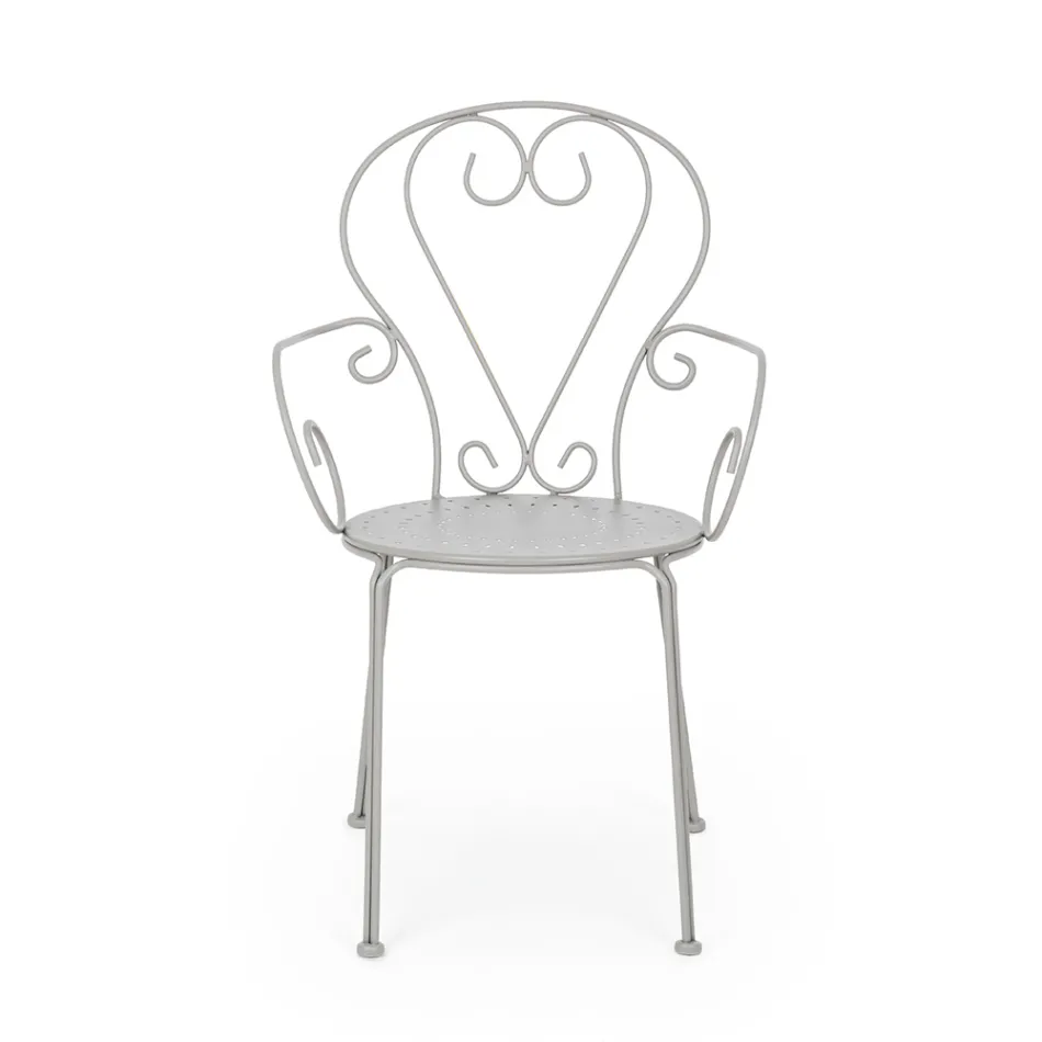 Silla de Jardín con Reposabrazos Diseño Shabby Chic en Acero - Enchantment Viadurini