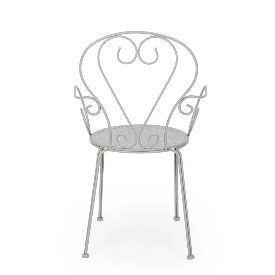 Silla de Jardín con Reposabrazos Diseño Shabby Chic en Acero - Enchantment Viadurini