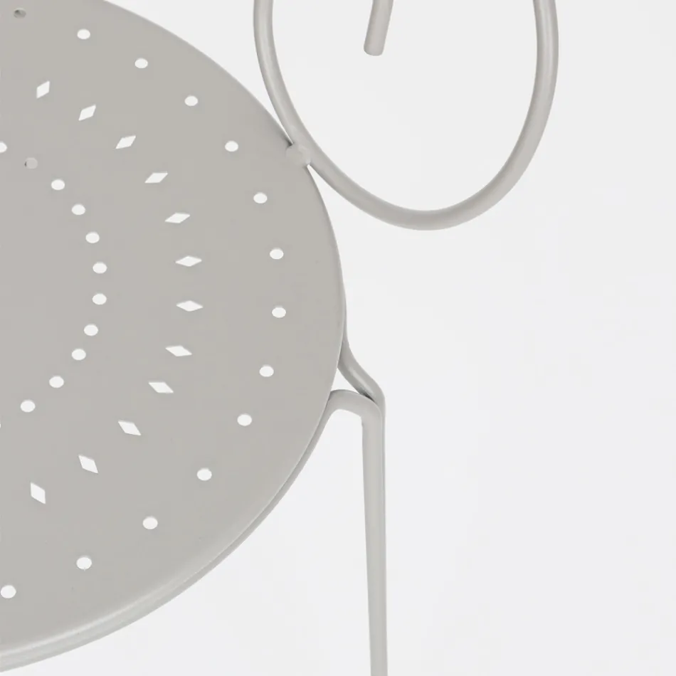 Silla de Jardín con Reposabrazos Diseño Shabby Chic en Acero - Enchantment Viadurini