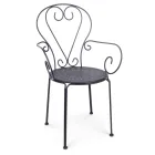 Silla de Jardín con Reposabrazos Diseño Shabby Chic en Acero - Enchantment Viadurini