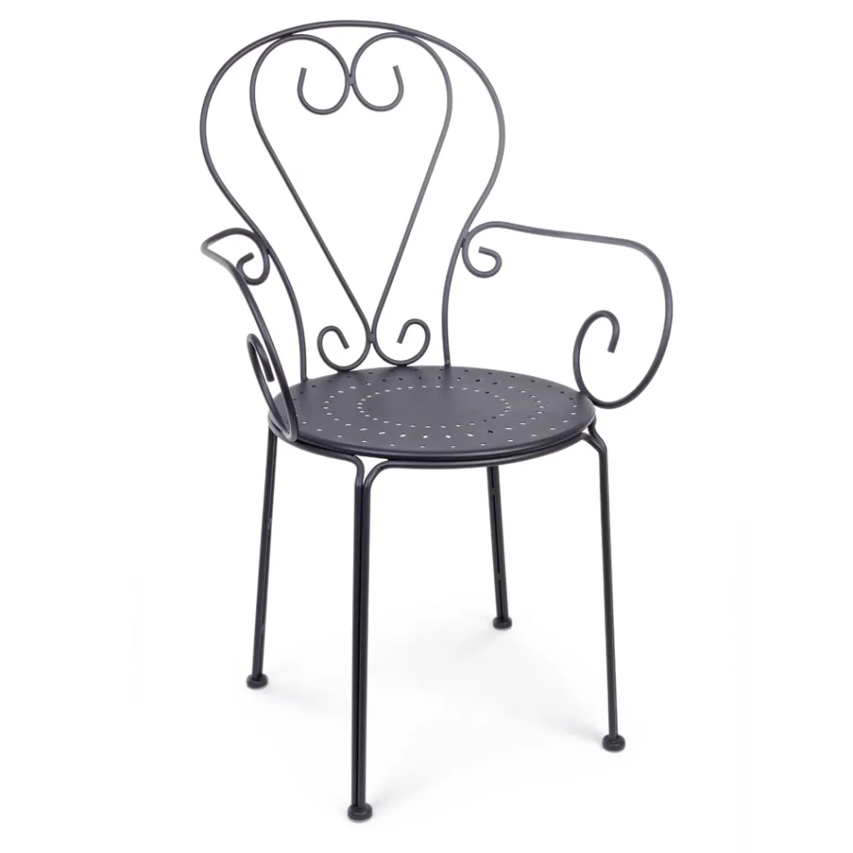 Silla de Jardín con Reposabrazos Diseño Shabby Chic en Acero - Enchantment Viadurini