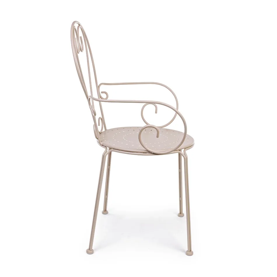 Silla de Jardín con Reposabrazos Diseño Shabby Chic en Acero - Enchantment Viadurini