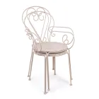 Silla de Jardín con Reposabrazos Diseño Shabby Chic en Acero - Enchantment Viadurini