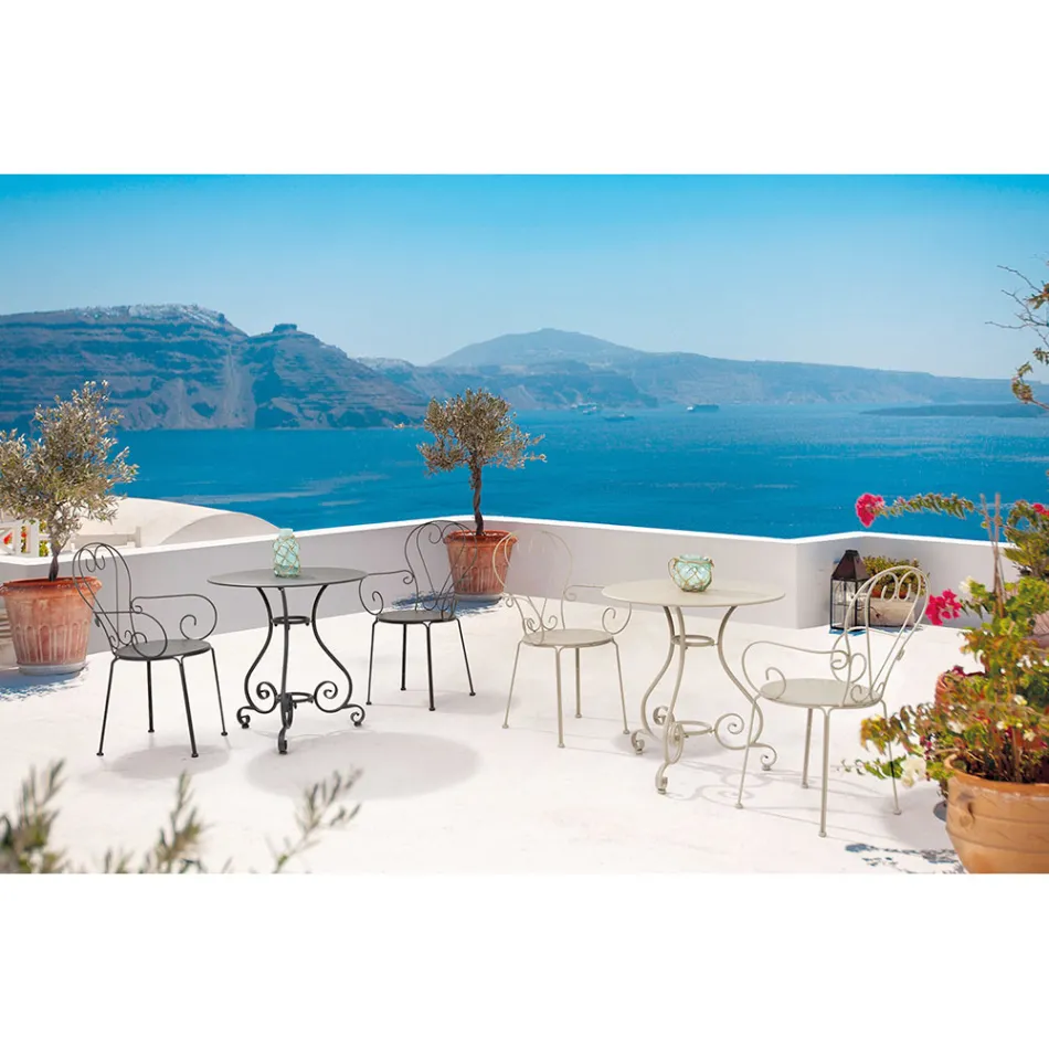 Silla de Jardín con Reposabrazos Diseño Shabby Chic en Acero - Enchantment Viadurini