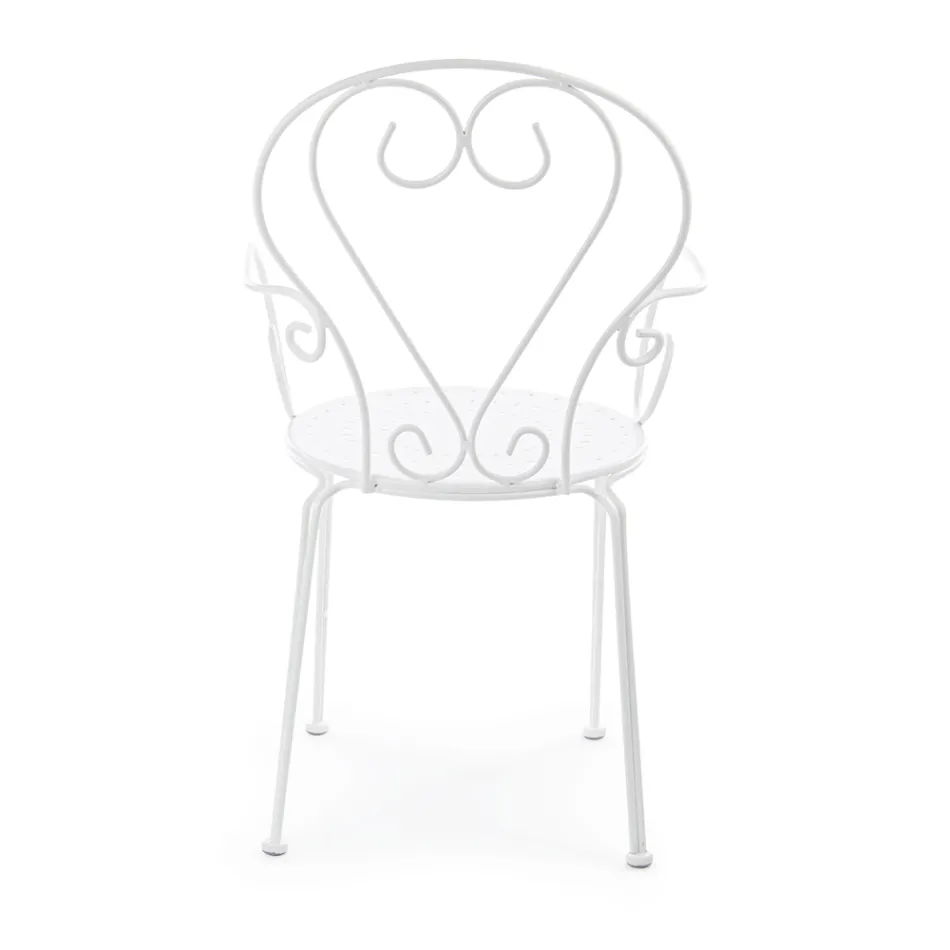 Silla de Jardín con Reposabrazos Diseño Shabby Chic en Acero - Enchantment Viadurini