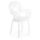 Silla de Jardín con Reposabrazos Diseño Shabby Chic en Acero - Enchantment Viadurini