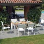 Silla de jardín apilable de aluminio blanco con reposabrazos - Lyonel Viadurini