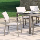 Silla de jardín apilable de aluminio con reposabrazos de diseño - Gontran Viadurini