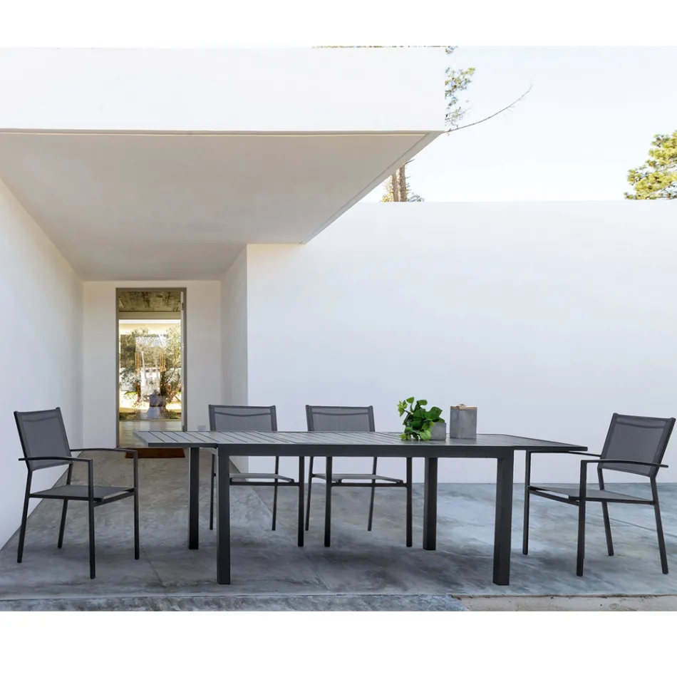 Silla de Jardín Apilable en Aluminio y Textileno de Diseño Moderno - Franz Viadurini