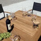 Silla de jardín apilable de aluminio gris antracita y teca - Aidan Viadurini