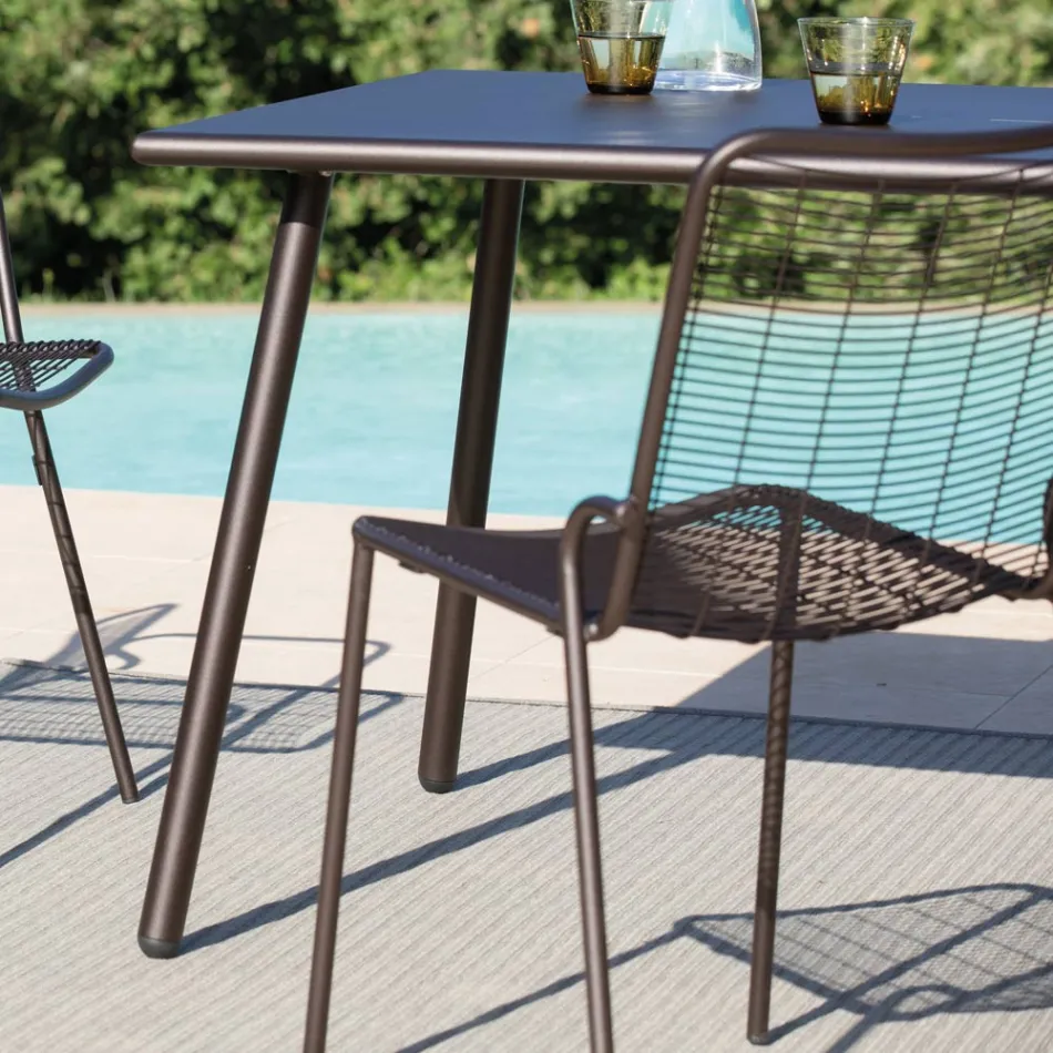 Silla de jardín apilable en metal galvanizado Made in Italy 4 piezas - Vikas Viadurini
