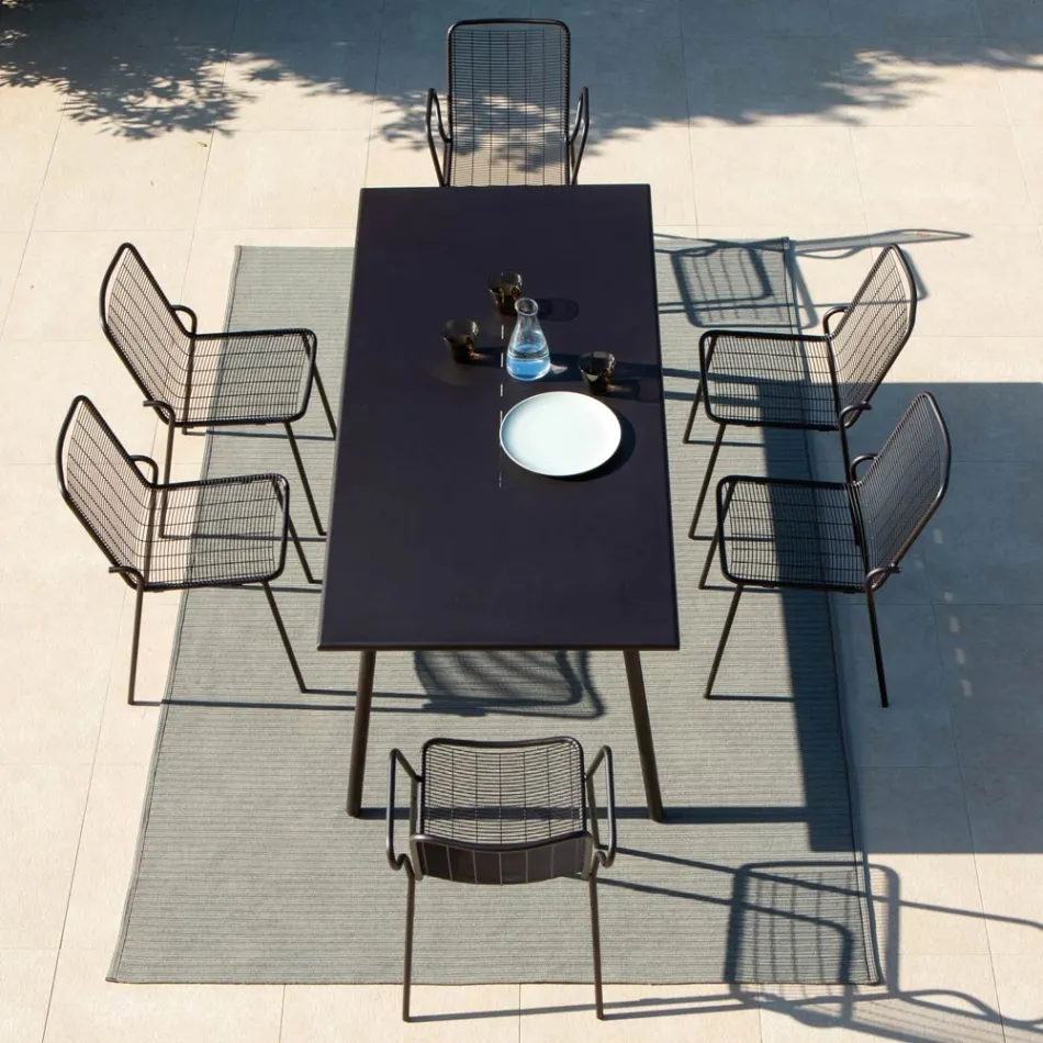 Silla de jardín apilable en metal galvanizado Made in Italy 4 piezas - Vikas Viadurini