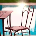 Silla de jardín de hierro rojo con cojín Made in Italy, 2 piezas - Ágata Viadurini