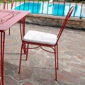 Silla de jardín de hierro rojo con cojín Made in Italy, 2 piezas - Ágata